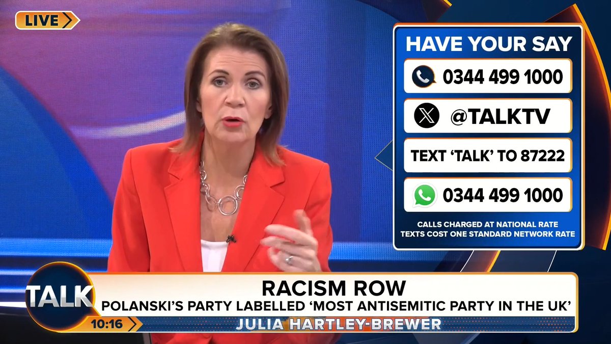 🚨"This is how it started in the 1930s. Everyone needs to wake up! You either stand up for our fellow citizens or you are on the wrong side of history." Julia Hartley-Brewer attacks Green Party members for approving a "Zionism is racism" motion. Julia Hartley-Brewer