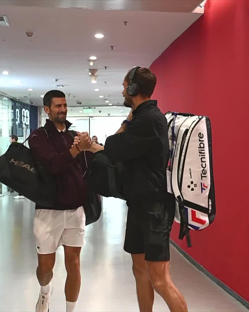 All smiles between these two 😀 Novak Djokovic Daniil Medvedev #ChinaOpen