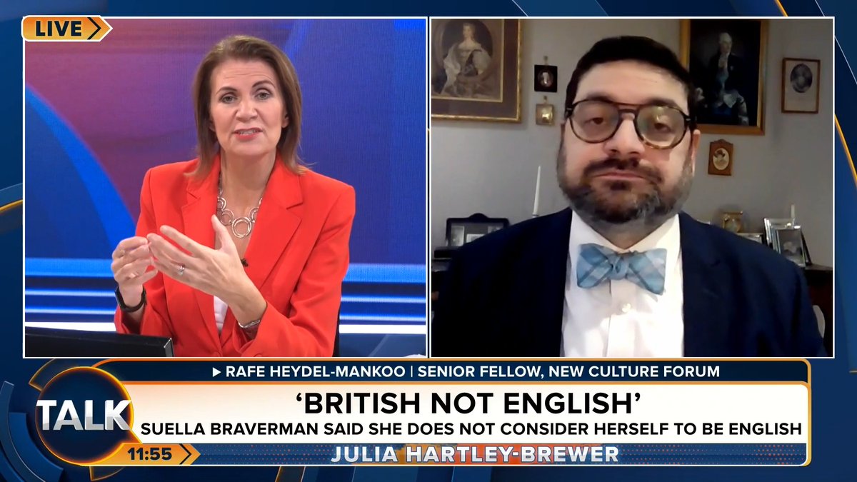 🚨"It's the liberal left that have created this!" The New Culture Forum's Rafe Heydel-Mankoo says the rise of ethnonationalism is a reaction to the establishment "suppressing" English identity for decades. Julia Hartley-Brewer | Rafe Heydel-Mankoo