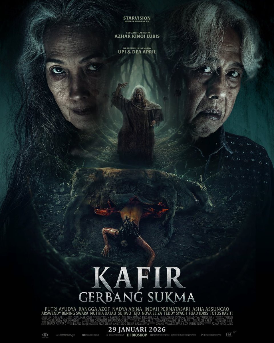 Name : Kafir: Gerbang Sukma (2026) Quality : HD Genre : Horor, Mystery, Thriller IMDb Rating : 7,6/10 Sinopsis : Kafir: Gerbang Sukma (2026) menceritakan teror santet yang kembali menghantui keluarga Sri (Putri Ayudya) delapan tahun setelah kematian tragis suaminya.