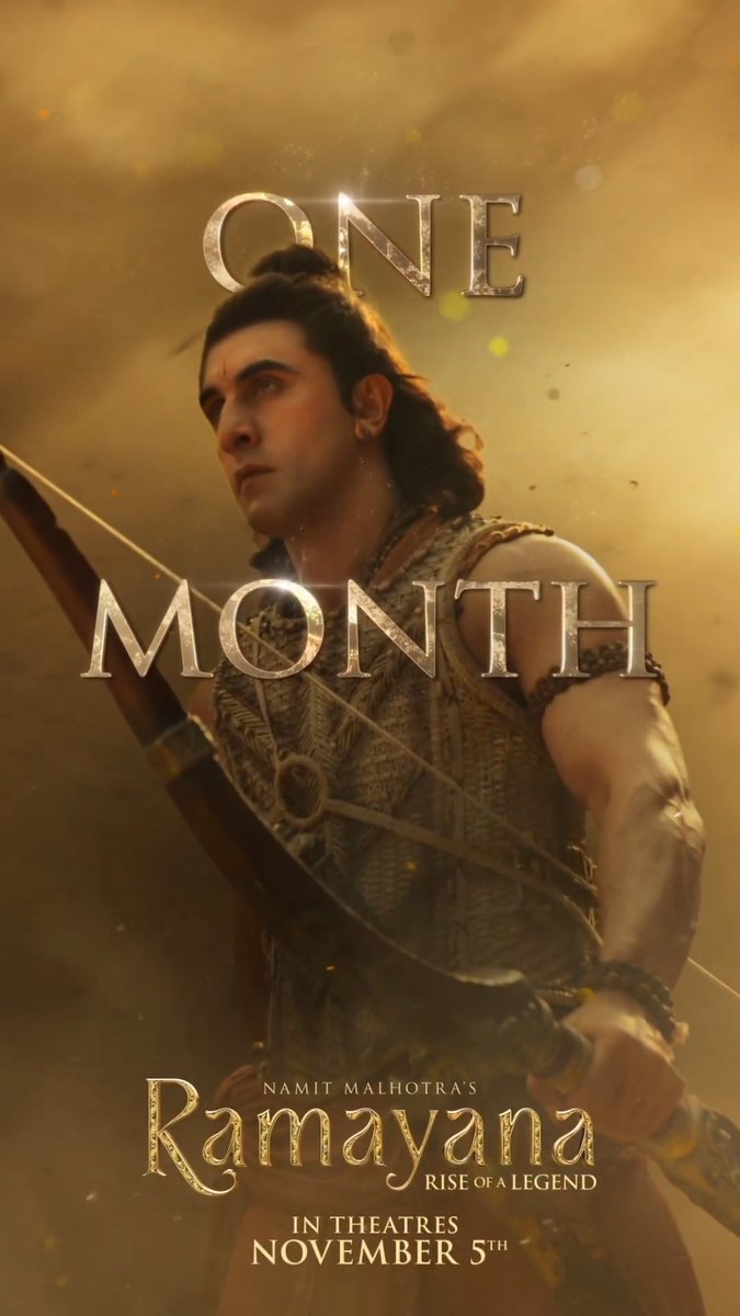 One month until the epic begins. 🏹 From the visual artists behind The Odyssey and Dune comes RAMAYANA: RISE OF A LEGEND - the most immersive 3D cinematic experience ever - exclusively in theatres, in IMAX and Premium Large Formats on November 5. #FilmedForIMAX