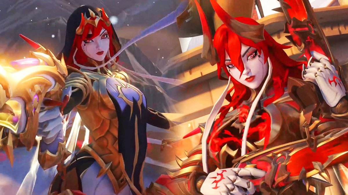 New #Overwatch Shion Holy Hymn of Evil Evolution Skin In-game Gameplay 👑 ✨2 Appearances Real-Time Change 💥Special Shooting Effect 🔥Execution Charge Effect ⚔️2 Kill effects 🏍️Bike Track flame effects ☀️Bike impact effects at the collision point 🐯Ultimate special effect