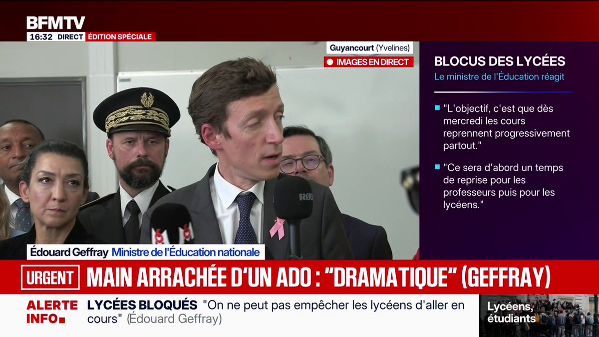 Colère lycéenne: "190 élèves ont été blessés depuis le début" de la mobilisation, détaille Édouard Geffray, ministre de l'Éducation nationale