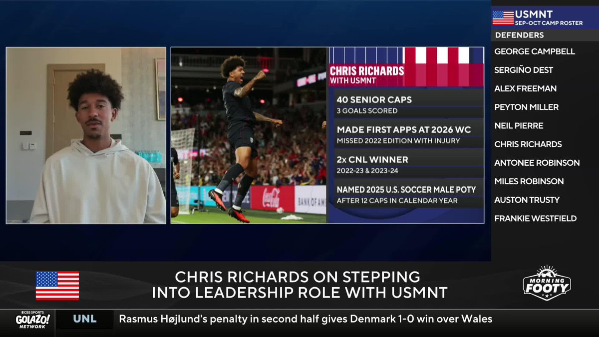 "When you see the sheet and you see 6 foot 7, you're like 'ah, ok, it's probably like a 6 foot 5'... He's a true 6 foot 7" 😂 Chris Richards on his first impressions of young UMSNT defender Neil Pierre 🇺🇸