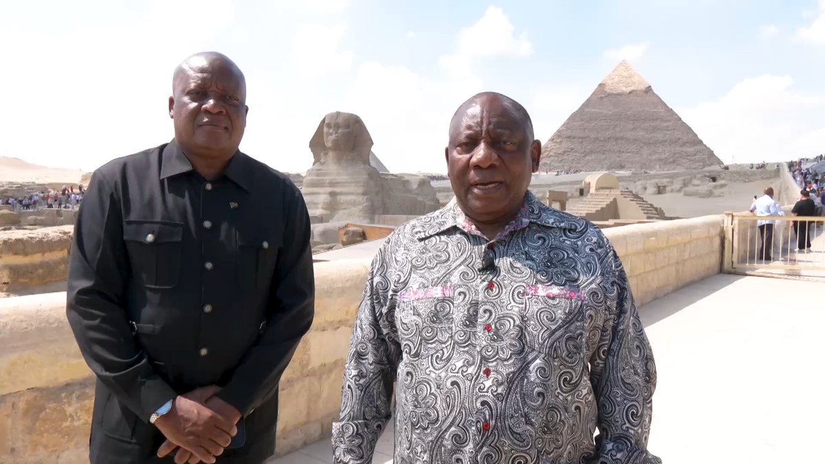 🇿🇦🇪🇬 [WATCH] President Cyril Ramaphosa shares highlights from his working visit to Egypt, where he participated in the 8th African Union Mid-Year Coordination Meeting. The President also reflects on watching the international football clash between Bafana Bafana and Egypt, as well as his visit to some of Egypt’s iconic national treasures, including the Pyramids and the Sphinx. #GovZAUpdates #SAinEgypt #BafanaPride