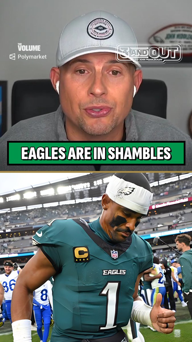 “I think now we have a three-month AUDITION for the quarterback &amp; head coach. Definitely the coach.” John Middlekauff reacts to Eagles’ BROKEN offense after loss to Rams, calls out Jalen Hurts &amp; questions what Nick Sirianni brings to Philadelphia.