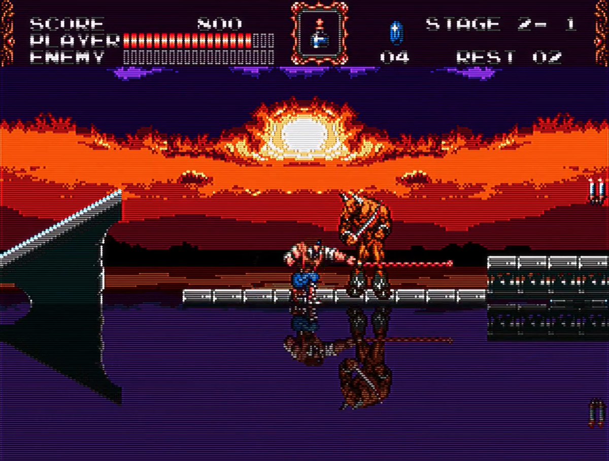 John Morris takes in the sunset. Castlevania: Bloodlines [Genesis] 1994 "The Sinking Old Sanctuary (Stage 2)" Composed by Michiru Yamane