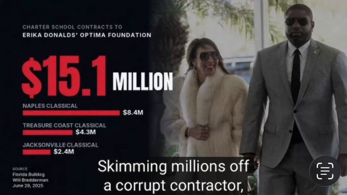 WATCH: New ad from Conservative group LIGHTS UP Byron Donalds and his greedy wife for skimming tax dollars from her charter schools, insider trading, selling drugs, committing bank fraud and selling out Florida to data center developers. Run this a MILLION times on Fox News.