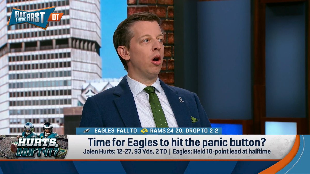 .Danny Parkins says it’s time for the Eagles to hit the panic button 👀 “There’s a million reason why, but the guy talking right there is the biggest reason. Jalen Hurts is not good enough to overcome this set of circumstances. We have no evidence to suggest that he is.”