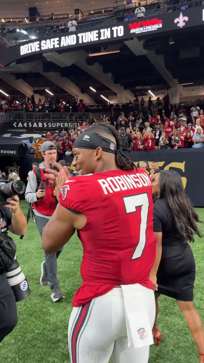 M-V-P 🗣️ The Falcons fans in New Orleans showing Bijan love