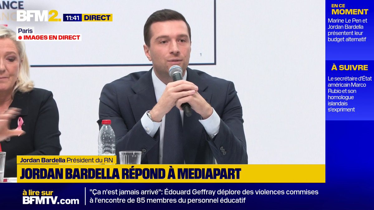 💬 "Nous examinons de nouvelles suites judiciaires à donner à votre second article" Interrogé par un journaliste de Mediapart sur les dernières révélations concernant des écrits antisémites, Jordan Bardella s'est défendu #BFM2