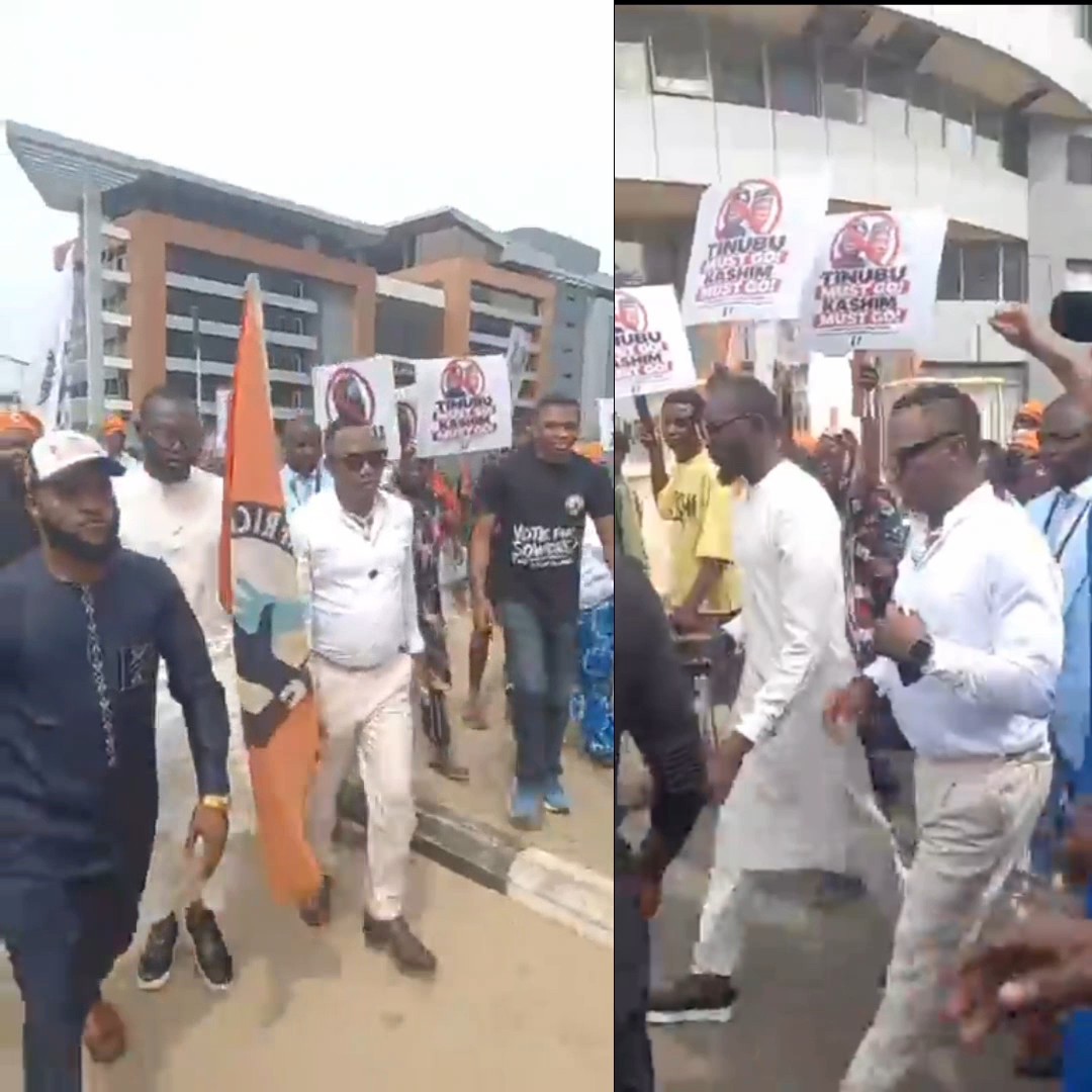 HAPPENING NOW: “Sowore is coming, Tinubu must go,” protesters chant in Abuja. AAC presidential candidate, Omoyele Sowore, is leading a protest this morning in Abuja.