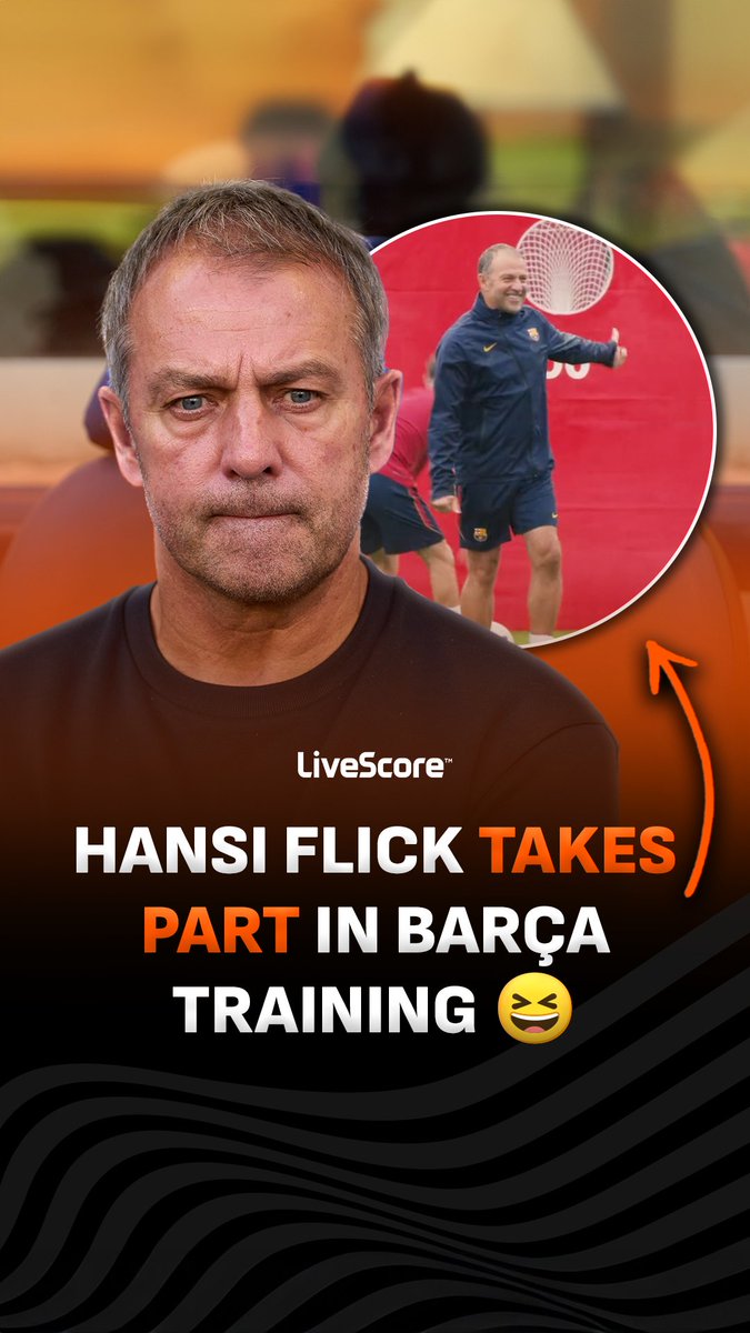 Hansi Flick seems to enjoy himself whilst taking part in Barcelona’s training session 😁 His accuracy is on point 🎯😮‍💨 🎥 / YT - fcbarcelona