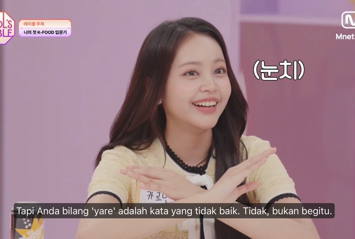 YAREU DIGANTI CARMEN JADI YALLU 😭😭😭 ternyata ini kenapa dia bilang yallu tiba” kwkw 🌴 : Bukannya kata yareu itu tidak baik artinya ? Bamban - Jaemin sbn : Gpp coba sekali saja Host : Carmen aa coba sekali 🌴 : Yyaluuu 😭😭😭 ngakakk seru bangett CARMEN BRINGS SUNSHINE TO IDOL'S TABLE #CARMEN1stSoloProject