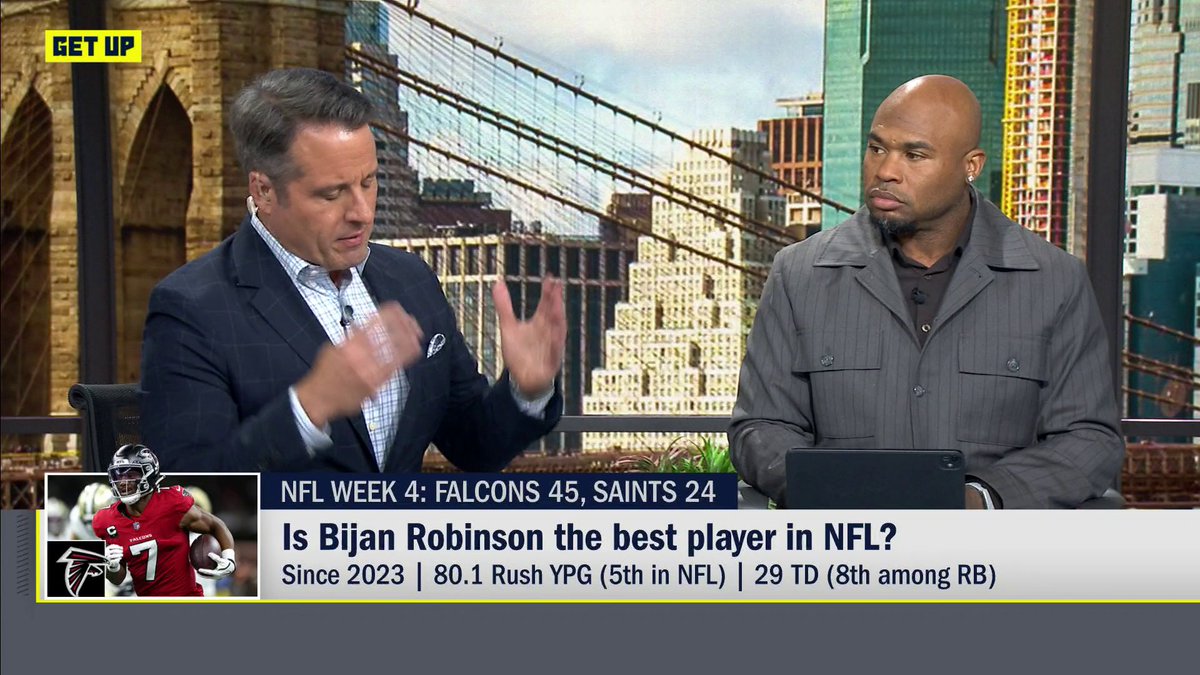 “There’s probably nobody in the league right now doing his particular job better than Bijan Robinson is doing his.” —Dan Graziano on the impact Bijan Robinson has had on the Falcons’ offense following their win in New Orleans 😤
