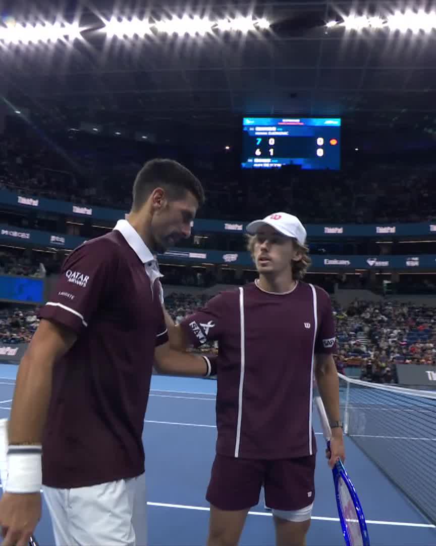 A heartbreaking end 💔 Novak Djokovic claims his 7th Beijing title after Alex de Minaur retires whilst down 6-7 1-0, due to injury 😔 #ChinaOpen