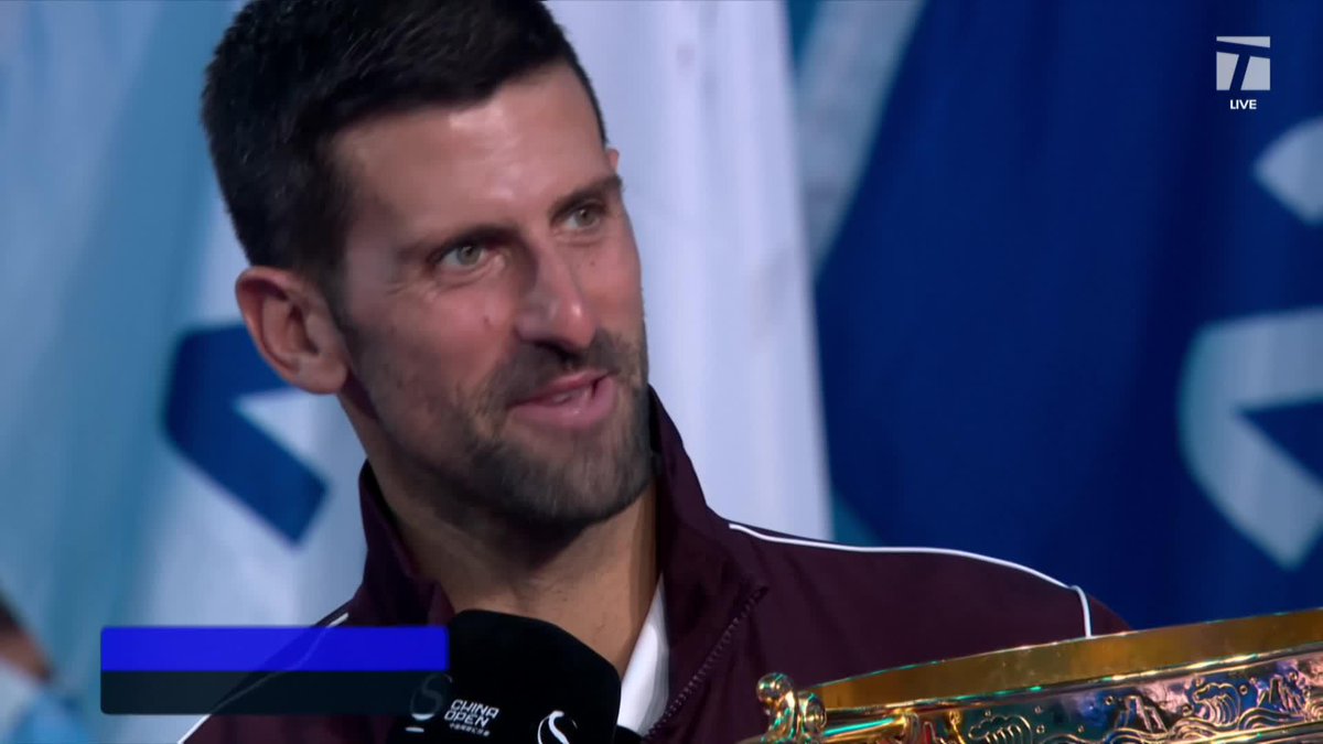 "First of all, Nǐ Hǎo Ma?" 👏 Novak Djokovic reflects on the ups and downs of the past year and what lifting the trophy means for him. 🥹🏆 #ChinaOpen