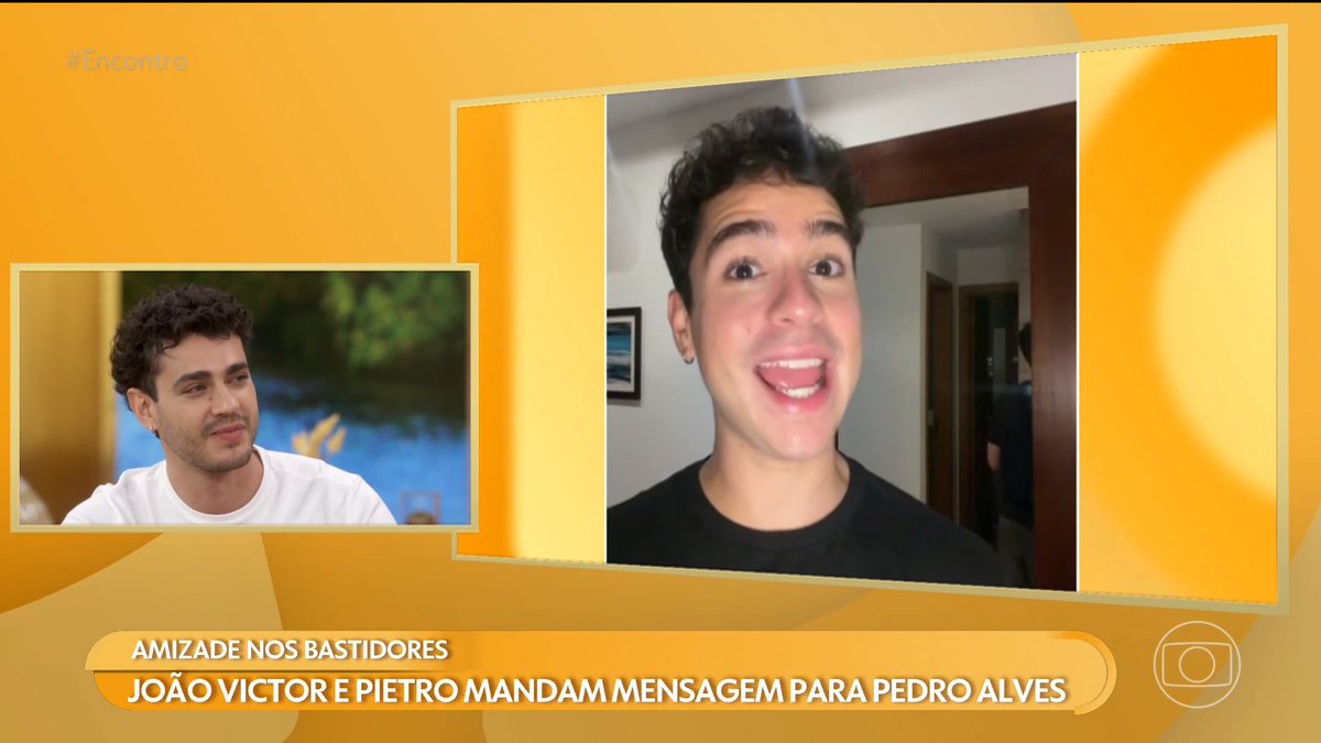 AMO MUITO 🫂💞 João Victor e Pietro Antonelli mandam um recadinho superespecial pro Pedro Alves 💌 #QuemAmaCuida #Encontro #TVGlobo