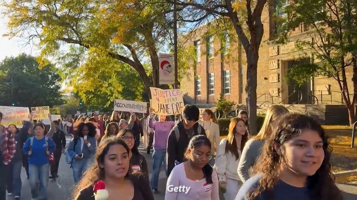 Cornell protesters swarm campus, support Jane Doe after alleged gang rape. 🎥: Getty