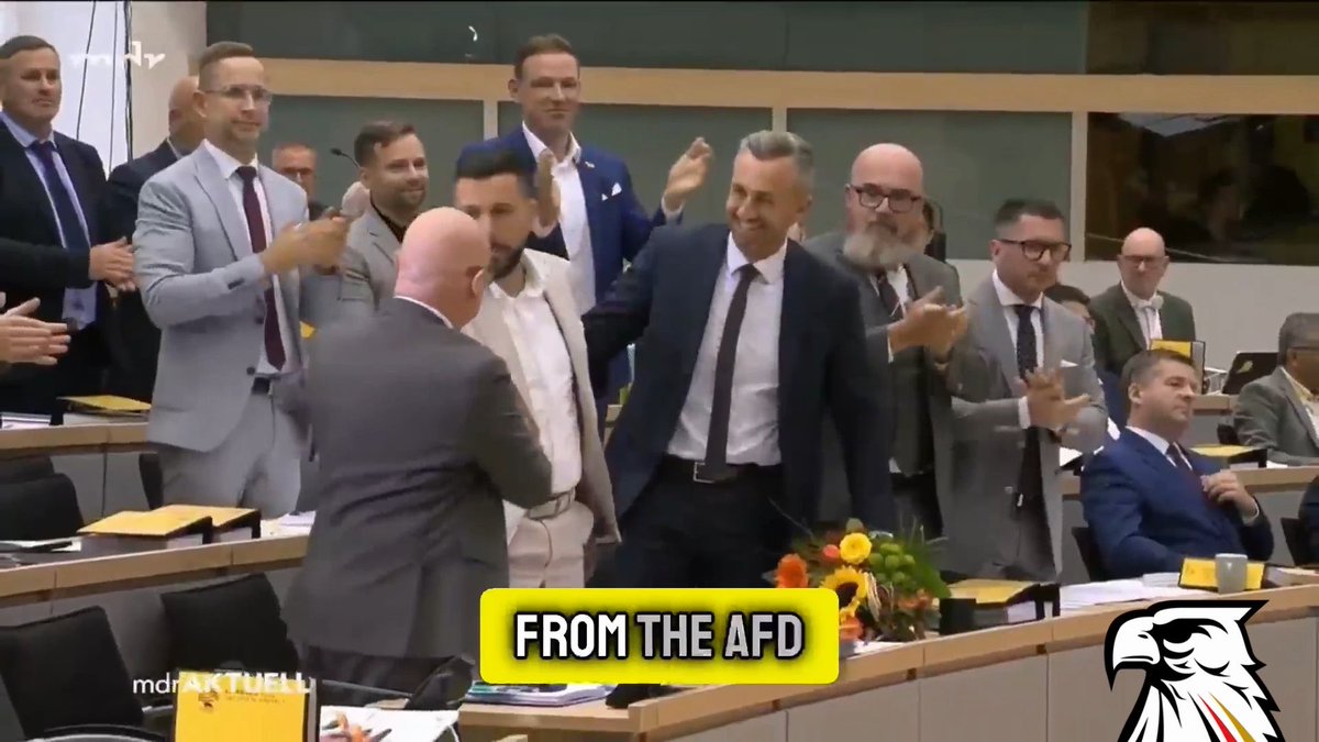 🇩🇪 FIRST AfD GOVERNMENT IN GERMANY‼️ Tobias Rausch was just elected President of the State Parliament in Saxony-Anhalt. This is a HISTORIC chance - the first AfD-led parliament in Germany!!! We Deutschland Kurier congratulate the AfD to this MASSIVE VICTORY!