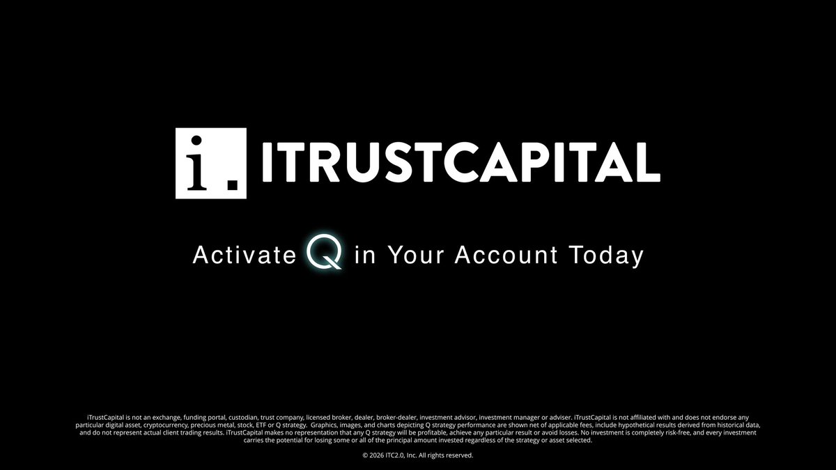 Diamond hands had its era. Now it’s time to meet Q. iTrustCapital's AI-formulated quantitative trading strategies, built directly into your account. Choose a strategy and let Q get to work, monitoring market signals and automatically buying or selling according to predefined rules, helping take emotion out of each decision. No third-party apps. No external bots. No technical setup. Automated. Disciplined. Built for you. Activate Q Now!