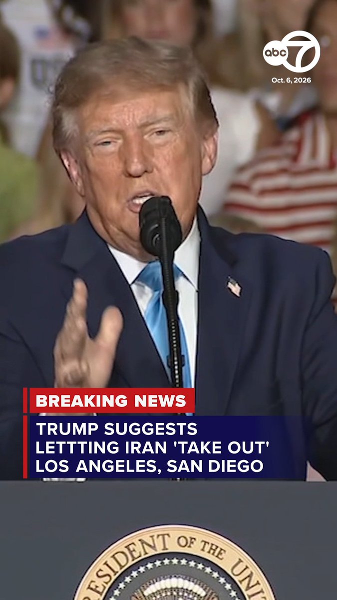 "They can take out a city. Let them take out Los Angeles..." President Donald Trump suggested letting Iran attack Los Angeles and San Diego while speaking at a midterm campaign event in Nebraska on Monday. California leaders were quick to respond to Trumps comments, with Governor Gavin Newsom saying, "Let’s be clear: The President is advocating for an attack on 10+ million U.S. residents in two of America’s largest cities. This is not normal." For more information, click the link below.