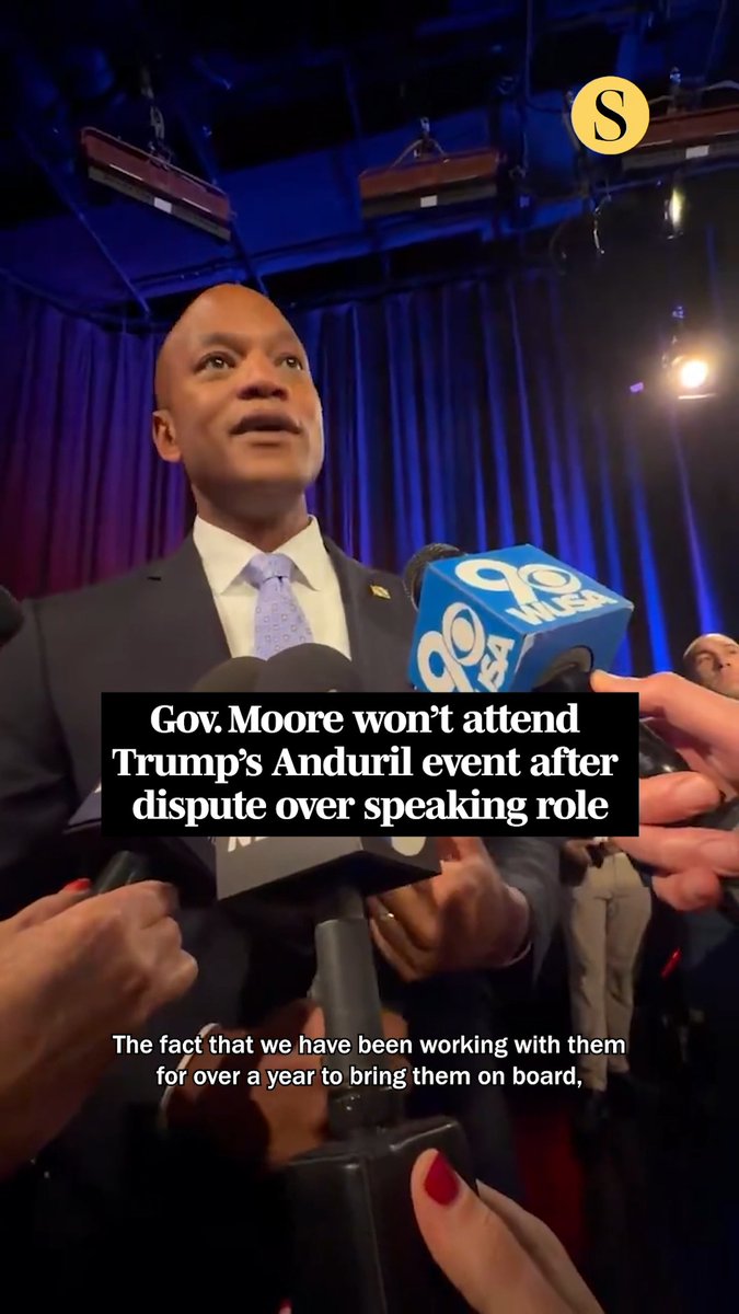Gov. Wes Moore was expected to join President Donald Trump at Sparrows Point on Tuesday to tout Anduril Industries’ planned $3.7 billion submarine manufacturing facility. Instead, Moore says he won’t be attending after being told he wouldn’t have a speaking role. Read more: 🎥: Mikenzie Frost/WBFF