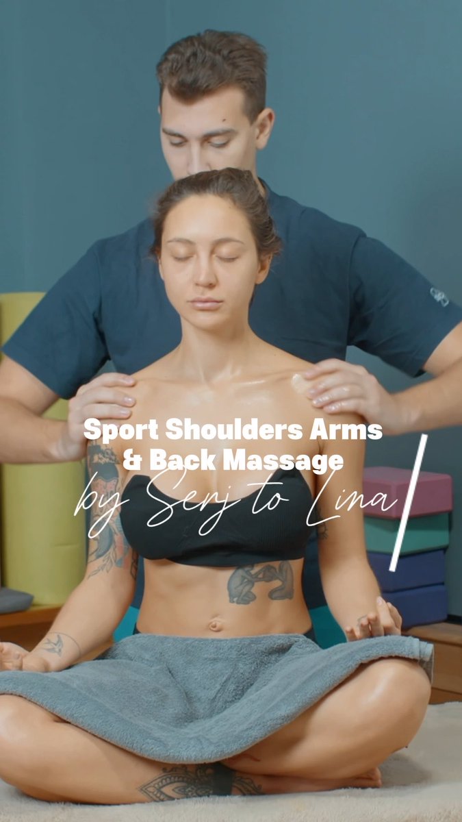 a relaxing yet powerful sports massage focused on the shoulders and back Serj works out the tension and helps Lina feel lighter, looser, and completely relaxed #asmr