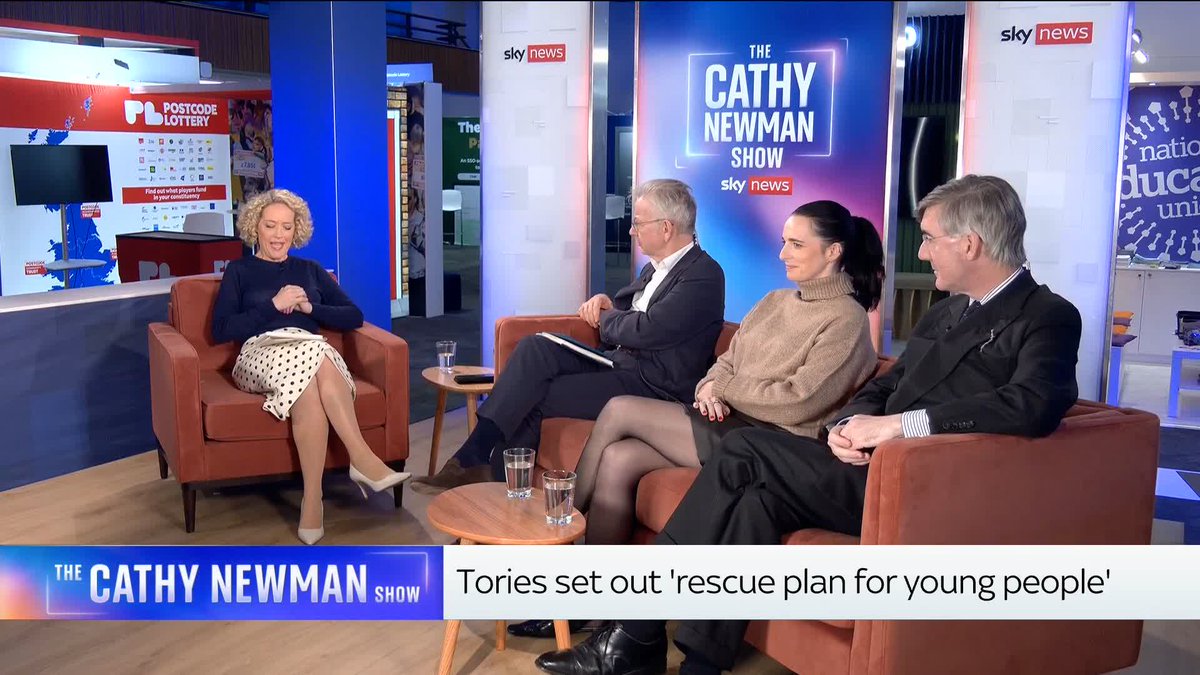 "Kemi is mogging Andy Burnham by policymaxxing" - Lord Gove After spotting a young Tory at conference with a badge referencing 'mogging', @CathyNewman tests Lord Gove and Sir Jacob Rees-Mogg on their internet slang. 📺 Sky 501