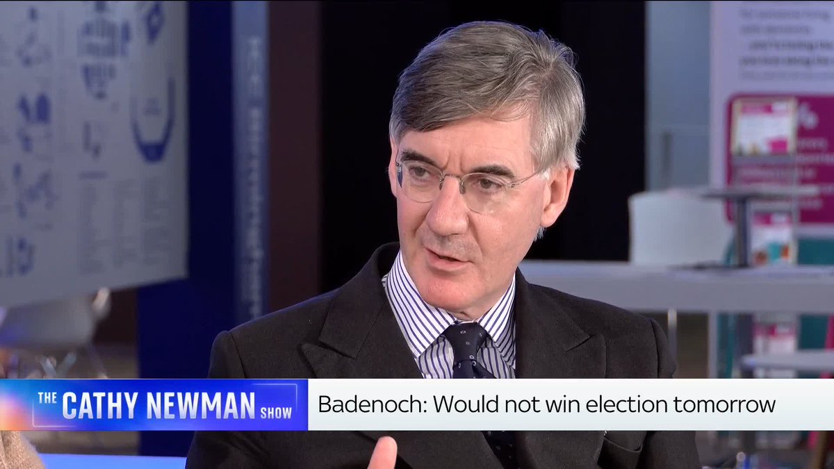 Asking Tory leader Kemi Badenoch whether she would enter a coalition with Reform is an "absurd" question, says Sir Jacob Rees-Mogg. The ex-Tory MP said at a fringe party conference event that propping up a Labour government rather than working with Reform would be "bonkers".