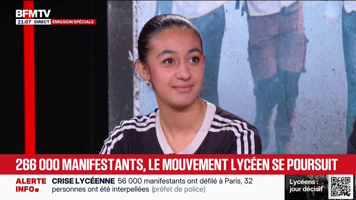 Mobilisation lycéenne: "On n'est pas prêt de s'arrêter tant qu'on n'aura pas obtenu gain de cause", annonce Sofia Tizaoui, ancienne présidente de l'Union syndicale lycéenne