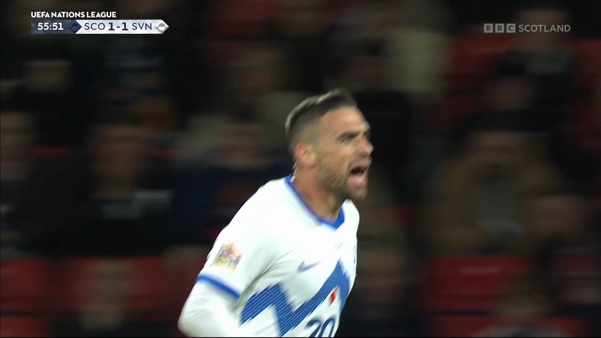 Goal! 🏴󠁧󠁢󠁳󠁣󠁴󠁿 Scotland 1-1 Slovenia 🇸🇮 Aljosa Matko equalises for Slovenia at Hampden. 📺 Watch on BBC Scotland and BBC Two