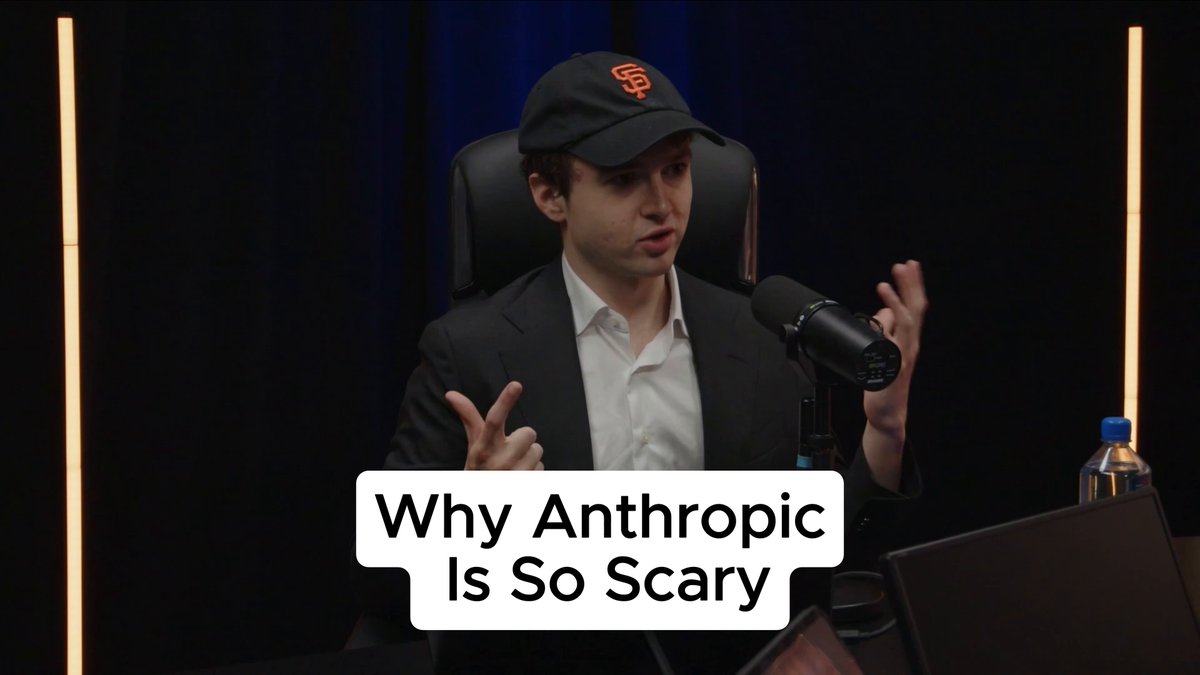 Jacob Coxon says Anthropic is incredibly dangerous because they are ruthlessly aligned around one mission: reaching super intelligence as fast as possible. "Anthropic has 7 co-founders, and none of them have left. They've all stayed, which is very impressive for an AI company. At OpenAI, everyone's left. Anthropic is very clear about what their mission is, and that makes them very dangerous." "At Anthropic, the employees call themselves ants. Everyone's a worker ant trying to make the mission go well. People are very willing to sacrifice themselves for the good of the mission. Every decision comes back to, is this going to get us to super intelligence faster?"