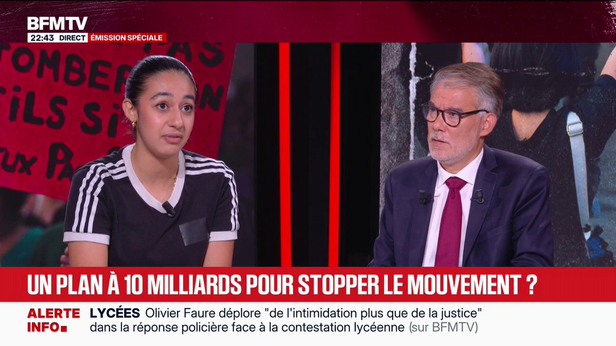 "Vous avez sauvé un gouvernement qui nous détruit depuis 10 ans": échange entre Sofia Tizaoui, ancienne présidente de l'Union Syndicale Lycéenne, et Olivier Faure, Premier secrétaire du PS