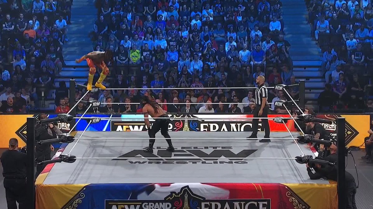 The strength of the Champion @Bandidowrestler is unmatched! Watch #AEWGrandSlam France on TBS + HBO Max!