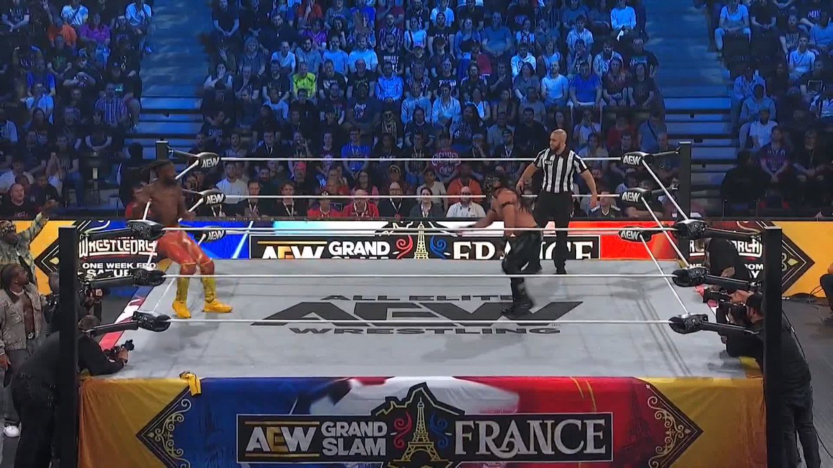 Devastating stomp by KOFI! Watch #AEWGrandSlam France on TBS + HBO Max!