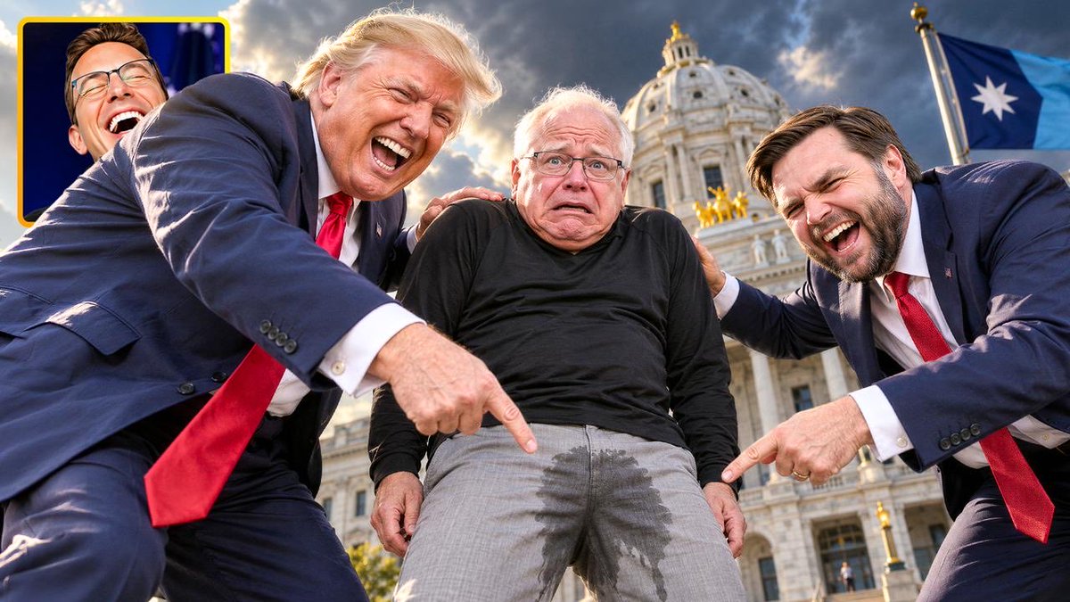 Did Tim Walz just PISS his pants on camera?... The Internet is roasting him over this picture. Some people are saying it’s “sweat” but I don’t know… this doesn’t look like sweat. The comment section is asking if ‘Tampon Tim’ needed one himself. These are BRUTAL to read 😭