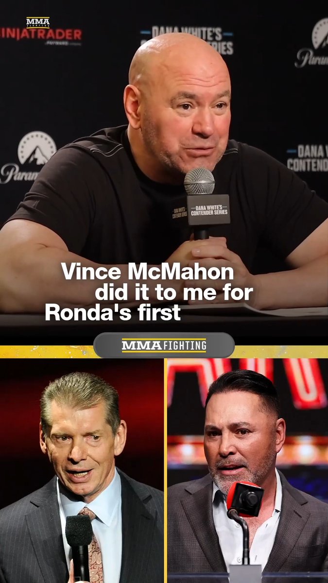 Dana White says he would never set up Oscar De La Hoya like Vince McMahon did to him for Ronda Rousey's first wrestling match: "I flew to f*cking New Orleans, showed up at will call, and they said they had no tickets. … I wouldn't do that to even an enemy."