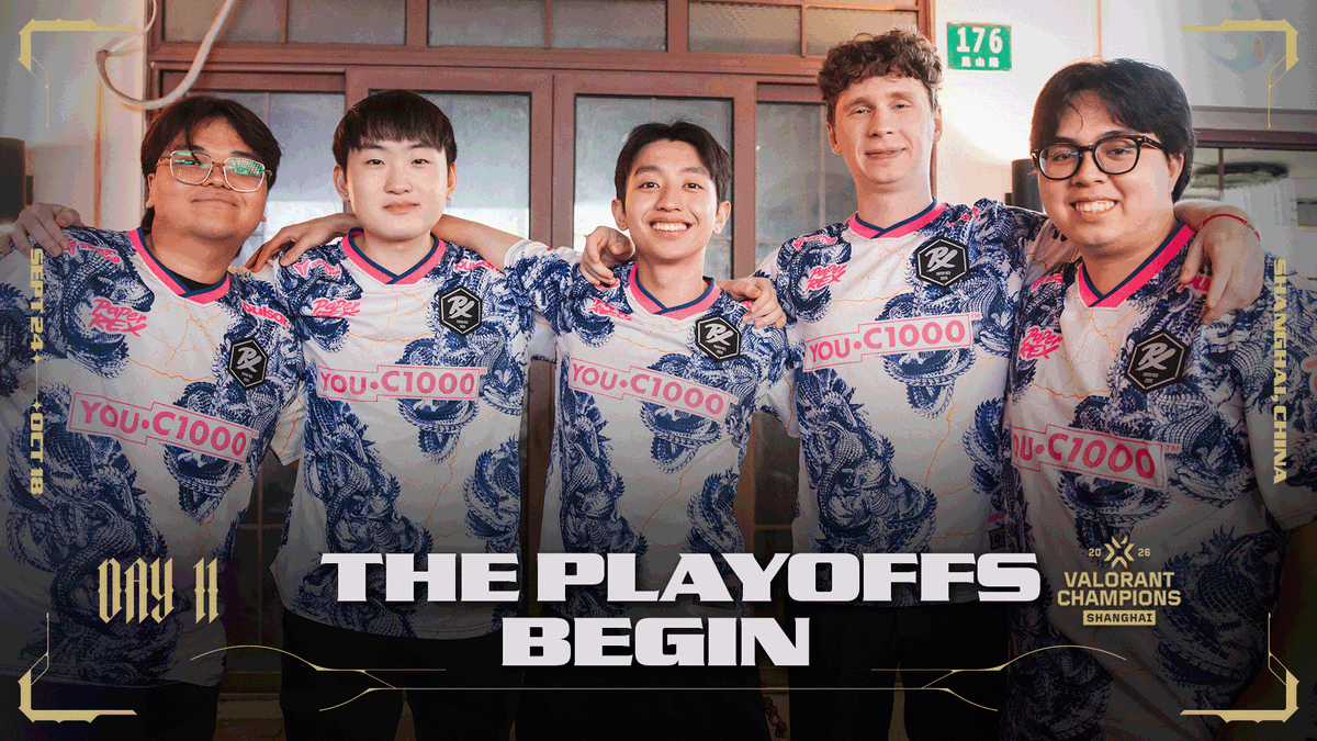 Playoffs start now. Defending Champions NRG face T1 VALORANT before Paper Rex and LOUD 🇧🇷 collide in the opening day of the #VALORANTChampions bracket.