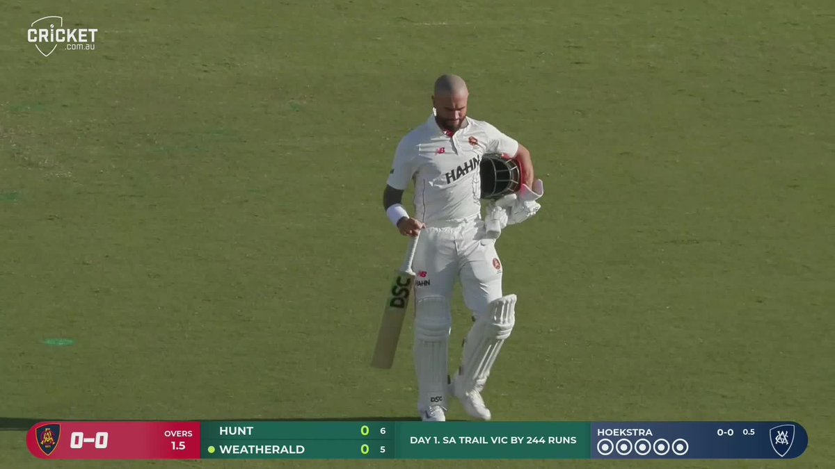 After top-scoring at No.9 for Victoria with the bat, 20-year-old Harry Hoekstra has his first wicket in the #SheffieldShield 👏 Jake Weatherald is out for a duck at Junction Oval.