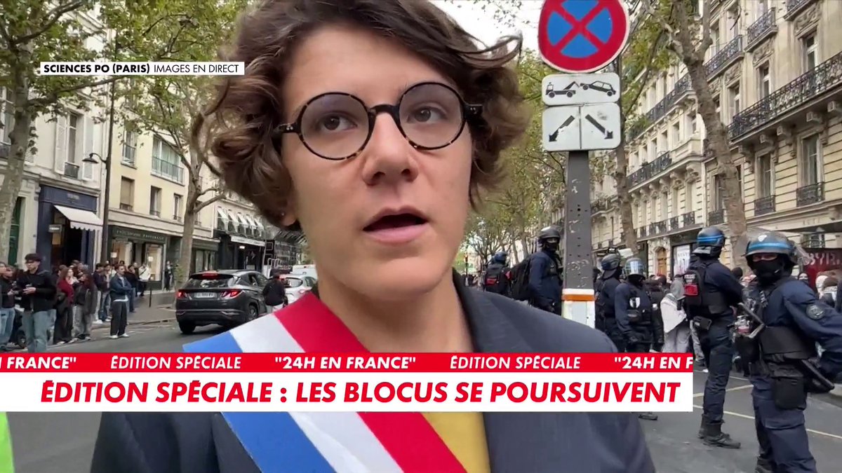 La députée LFI Gabrielle Cathala échange avec les forces de l'ordre autour de la manifestation près de Sciences Po Paris Toute l'info est à retrouver sur