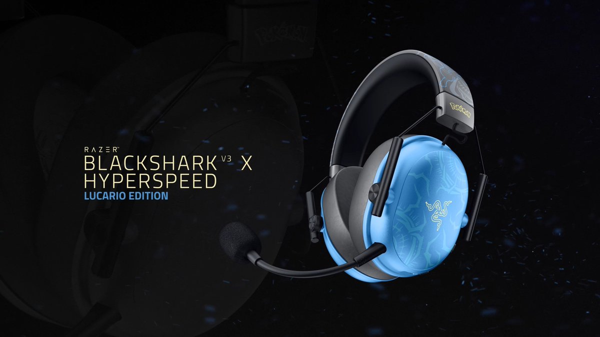 Channel your aura with the Razer | Pokémon BlackShark V3 X HyperSpeed – Lucario Edition. Available now at Inspired by Lucario's focus and discipline, the Razer BlackShark V3 X HyperSpeed – Lucario Edition delivers wireless esports performance for players striving for mastery.