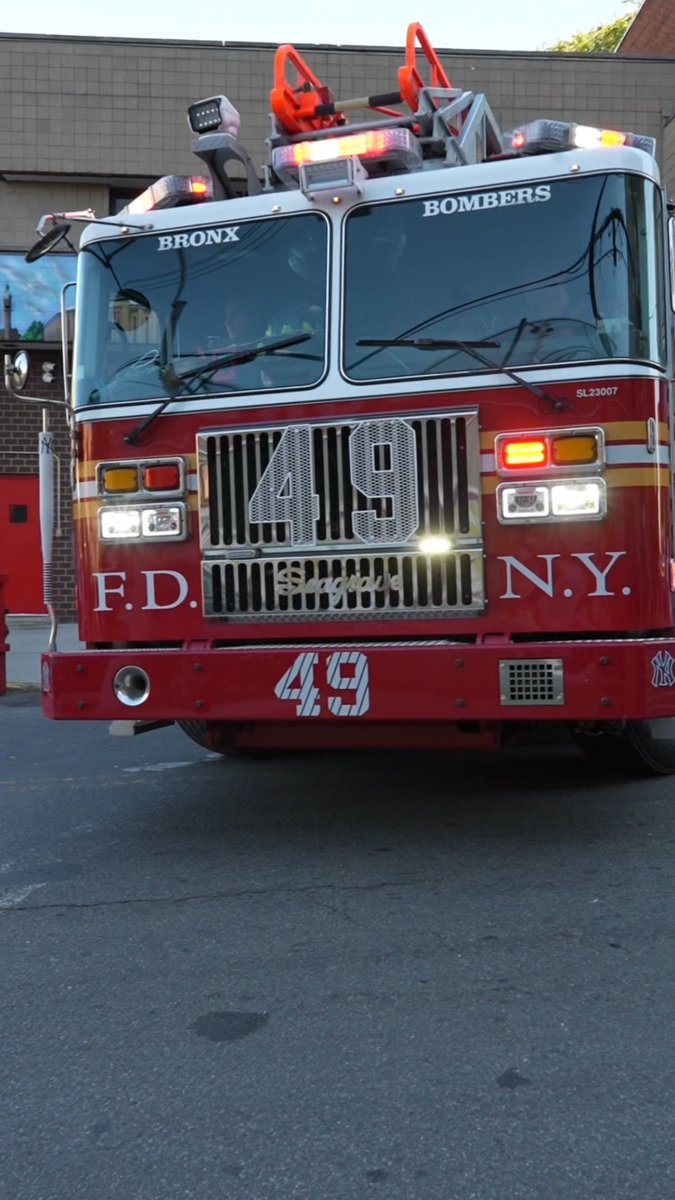 FDNY Engine 68/Ladder 49 responding from quarters on Ogden Avenue in the Bronx First due to Yankee Stadium ... where the Yankees play the Rays in the ALDS on Wednesday night. Let's Go Yankees!