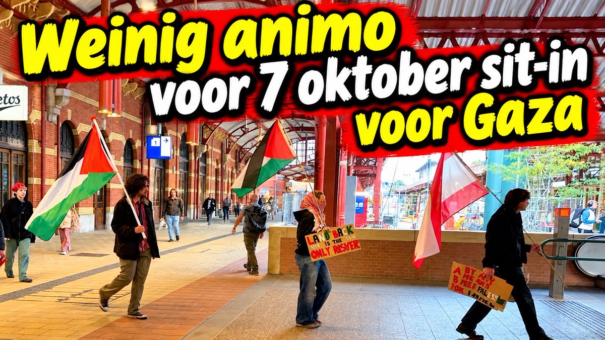 Tien minuten te laat en met hooguit 40 man lopen de demonstranten naar de tunnel onder Station Groningen voor hun Sit-In. De opkomst op deze gevoelige datum van 7 oktober is opvallend veel kleiner dan vorig jaar. Het protestsfeertje lijkt behoorlijk over z'n hoogtepunt heen. #Groningen #7oktober