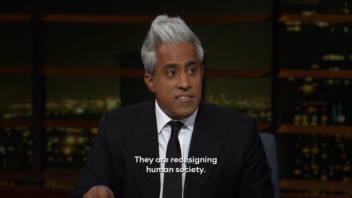 The people building these A.I. tools "are some of the most socially obtuse, socially unaware people we have" ...and they are redesigning human society. Watch Anand Giridharadas on Real Time: