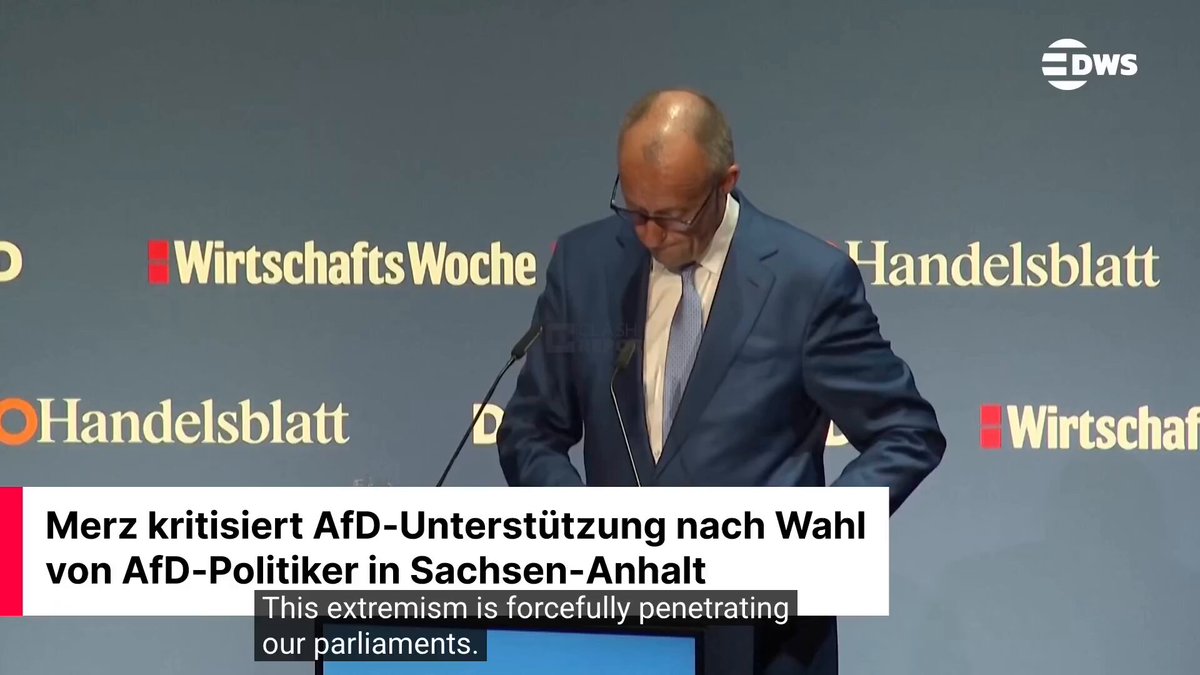 Germany’s Chancellor Merz: In the state election in Saxony-Anhalt, voters gave the AfD and the BSW, two authoritarian and extremist parties, a combined absolute majority for the first time. It was a secret ballot. We do not know who exactly gave their votes to the AfD candidate. How and whether this secret ballot can ever be clarified remains to be seen. But for me, one thing is clear: Anyone who votes for a member of a far-right extremist party to become president of the state parliament must reconcile that with their conscience.