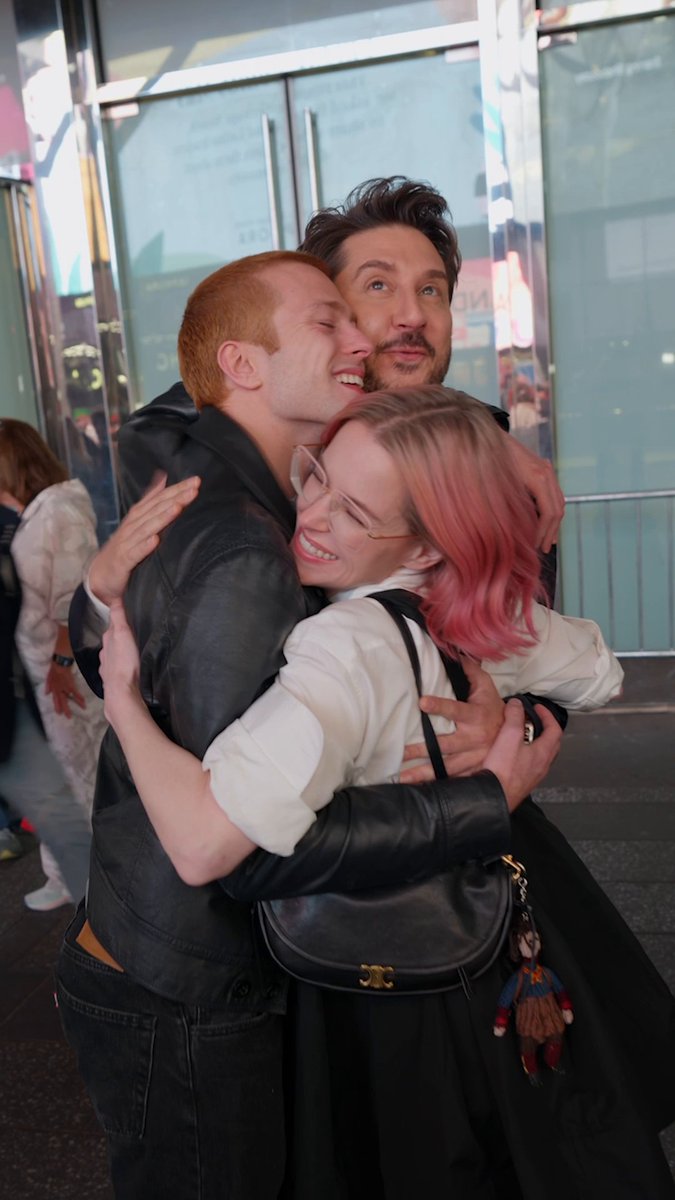 #VisionQuest’s Ruaridh Mollica, Emily Hampshire, and showrunner Terry Matalas take in the NYC spotlight. Stream the new Marvel Television series October 14, only on Disney+.
