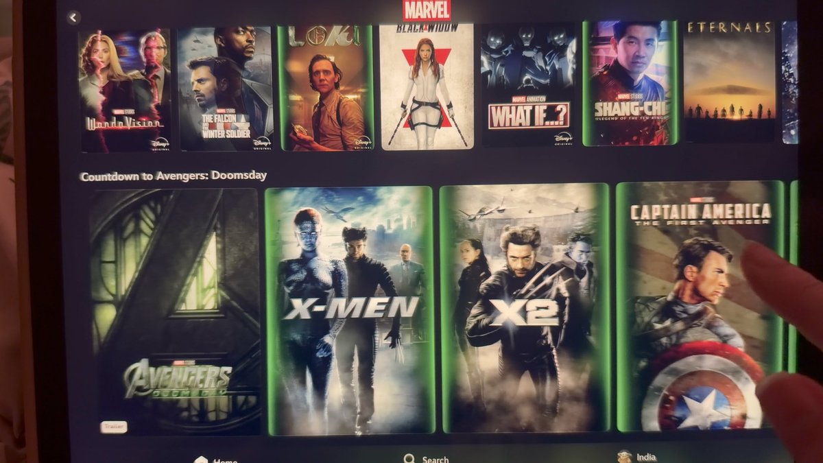 Disney+ has a new "Countdown to Avengers: Doomsday" playlist. It highlights the essential films to watch before ‘AVENGERS: DOOMSDAY’ in green.