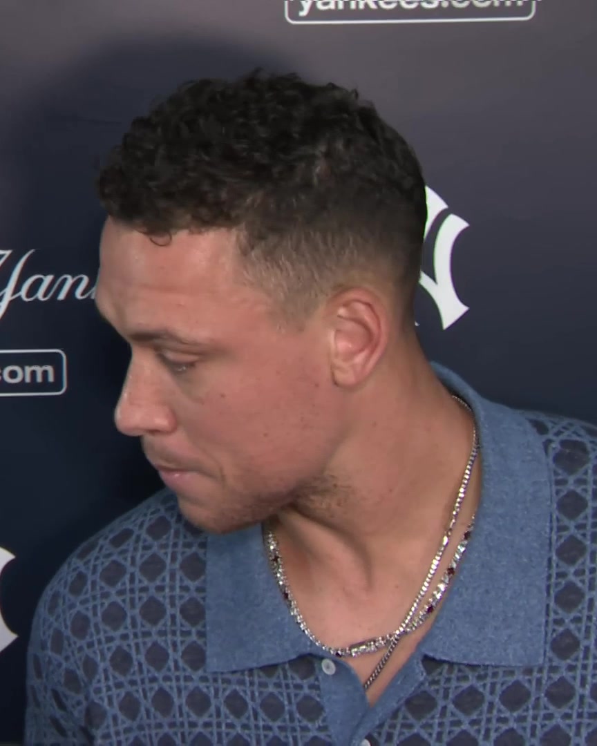 Aaron Judge talks about how his calf is feeling: "Feeling great, that's why we were pushing for it. We had meetings, talking back and forth. It just didn't happen."