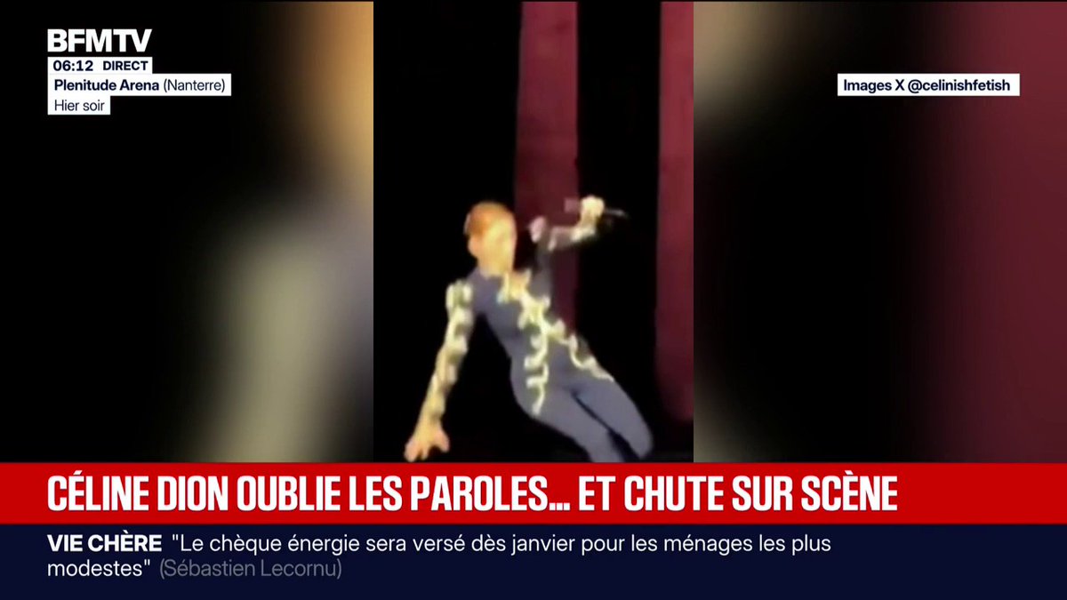 Céline Dion chute sur scène et oublie les paroles lors de son concert ce mercredi soir